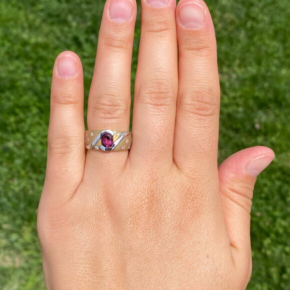 Pink Tourmaline and Diamond Ring in 14K White and Yellow Gold - Picture 7 of 10